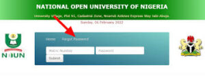 NOUN Student Portal Password Reset